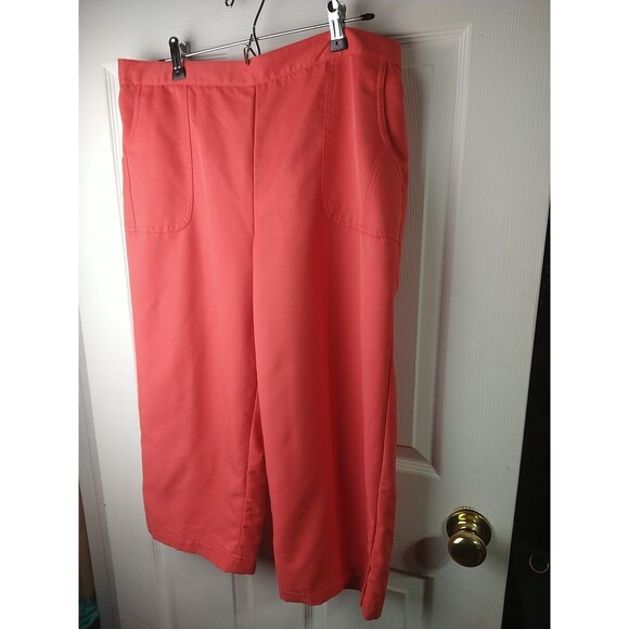 Alfred Dunner Woman 16 Coral Cropped Wide Leg Capri Flat Front Pocket Casual - Picture 2 of 7